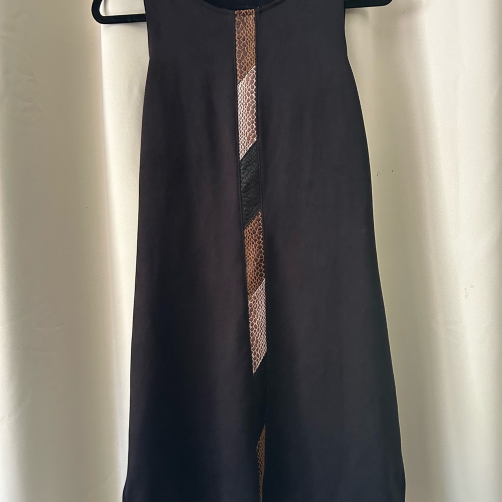 Black Sleeveless Dress with Snakeskin Detail: size medium